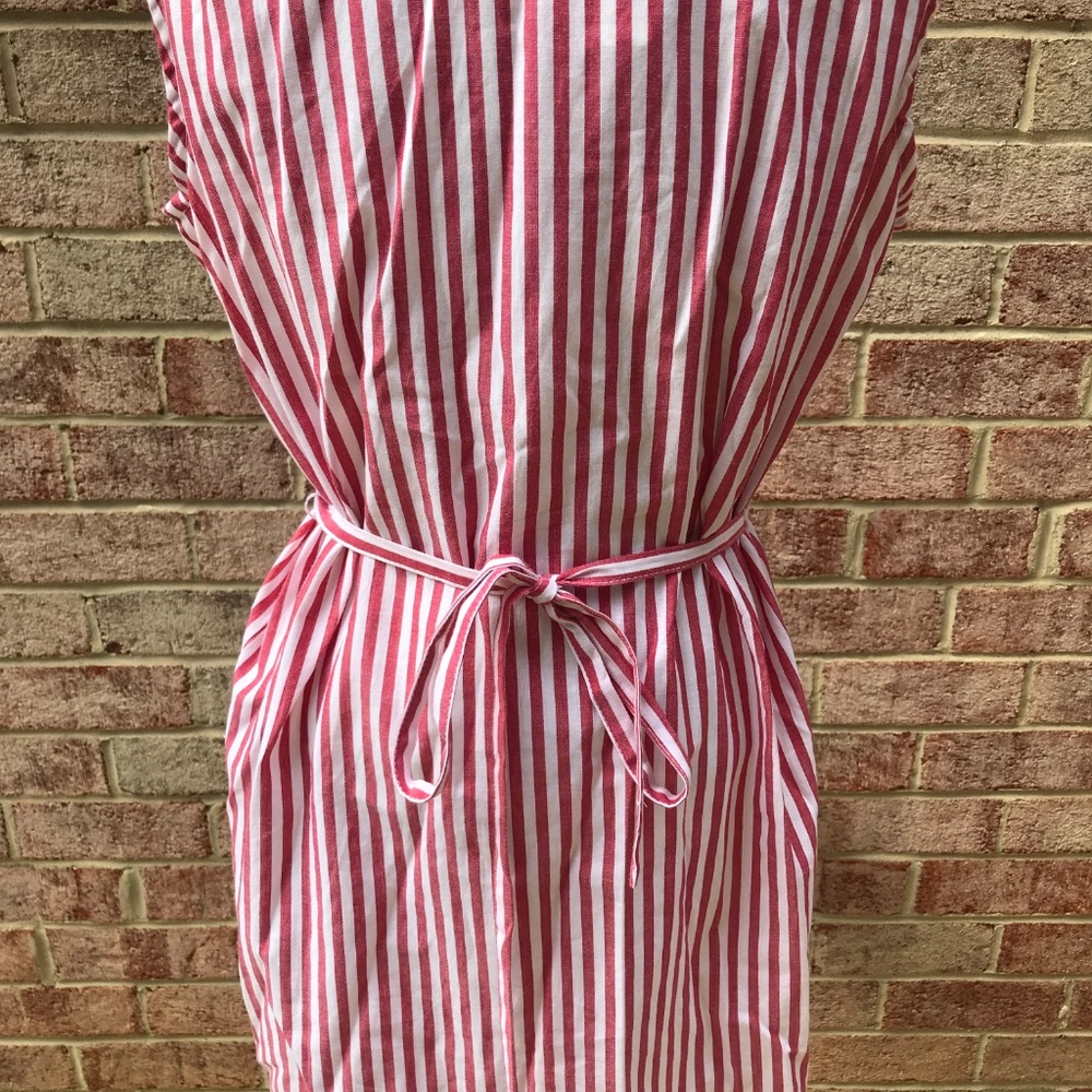NWT Thyme and Honey Red Striped Shirt Dress - Picture 6 of 7